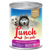 Petlunch для собак 400г жб мясное ассорти с олениной