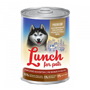 Petlunch для собак 400г жб мясное ассорти с печенью в желе