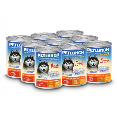 Petlunch для собак 400г жб баранина с потрашками в желе